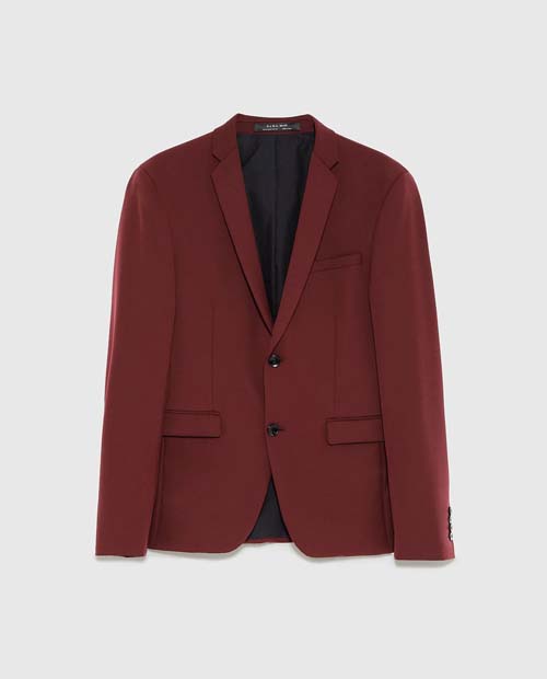 Мужской пиджак 2018 бордового цвета от zara бордовый мужской пиджак
