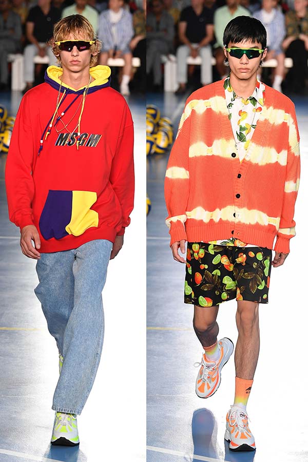 Основная тенденция мужской моды 2019 - неоновый цвет одежды MSGM весна лето 2019